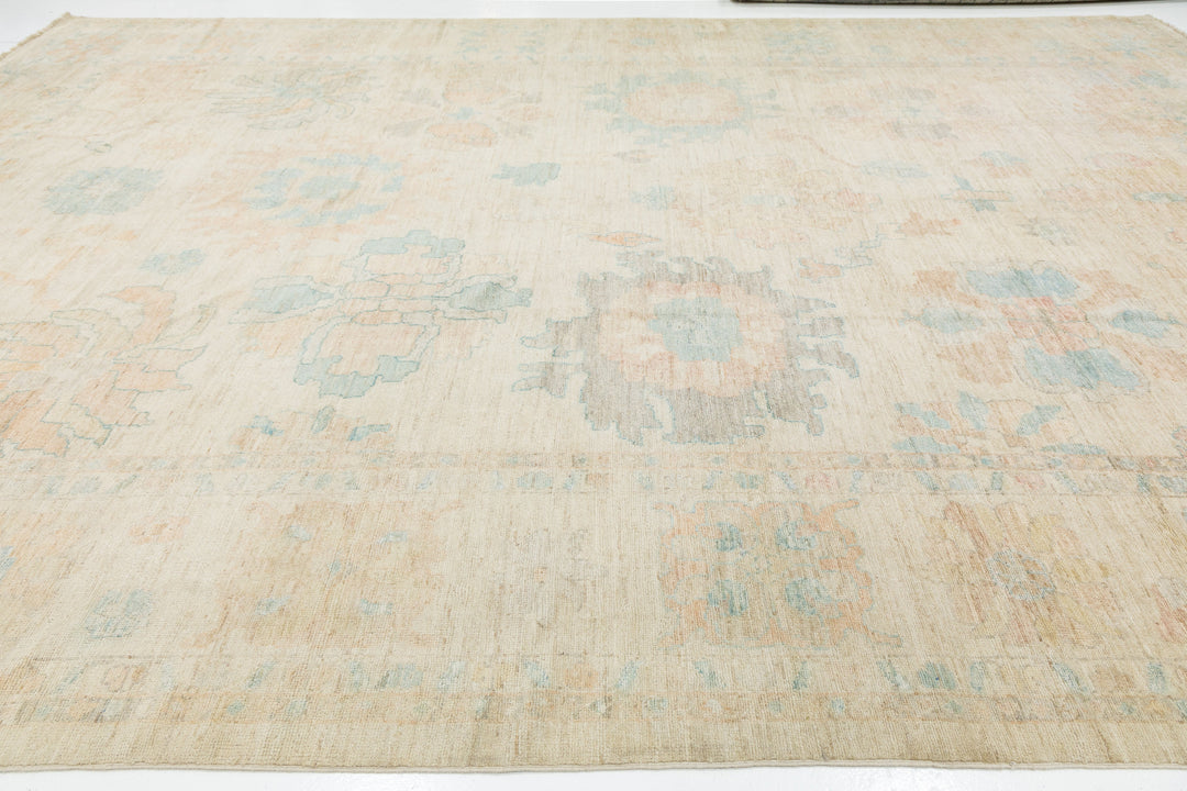 Modern Oushak Wool Rug 12 X 17