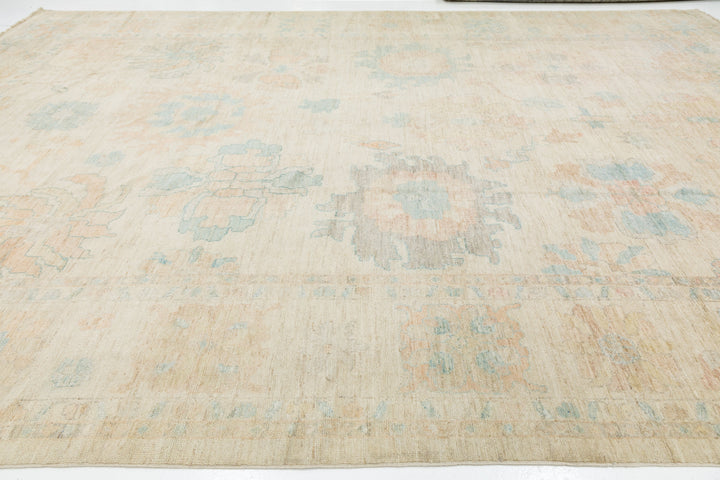 Modern Oushak Wool Rug 12 X 17