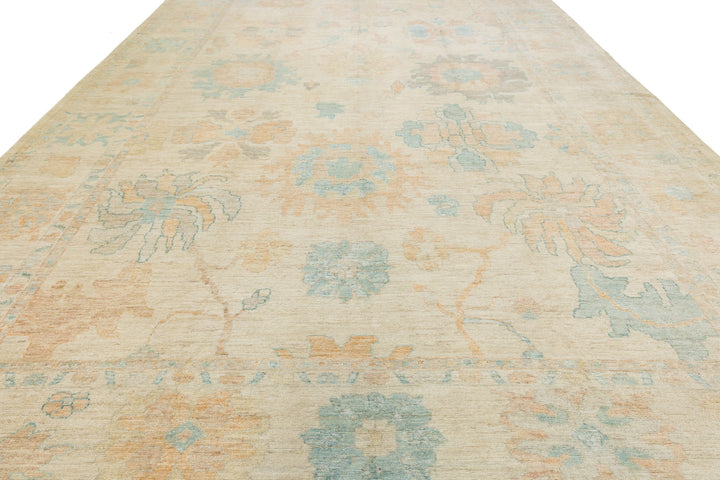 Modern Oushak Wool Rug 12 X 17