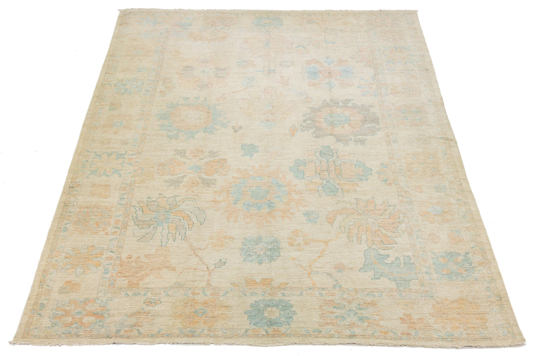 Modern Oushak Wool Rug 12 X 17