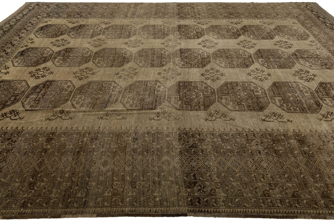 Antique Turkmen Wool Rug 11 X 15