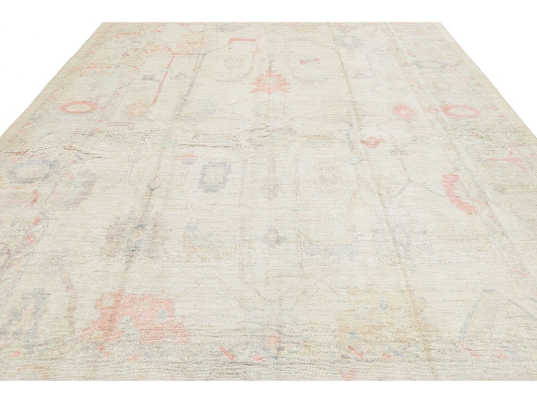 Modern Oushak Wool Rug 10 X 14