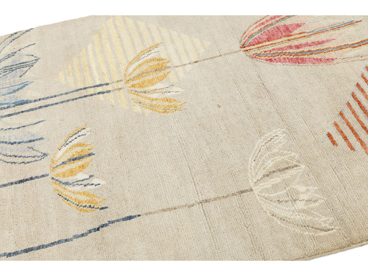 Modern Art Deco Wool Rug 4 X 6