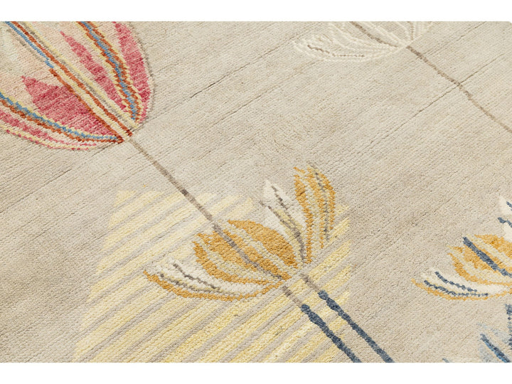 Modern Art Deco Wool Rug 4 X 6