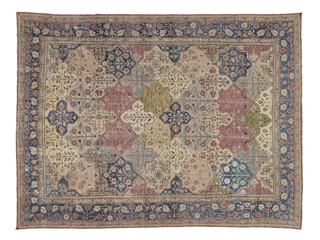 Antique Persian Tabriz Wool Rug 9 X 13