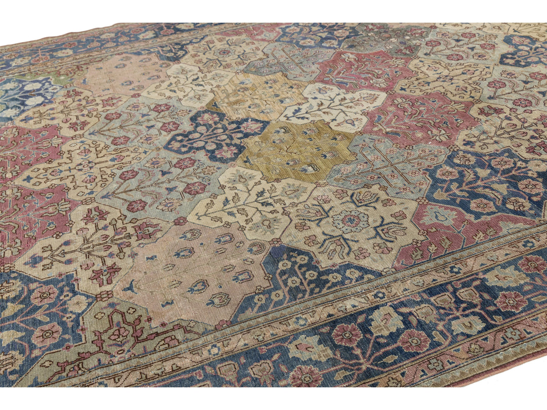 Antique Persian Tabriz Wool Rug 9 X 13