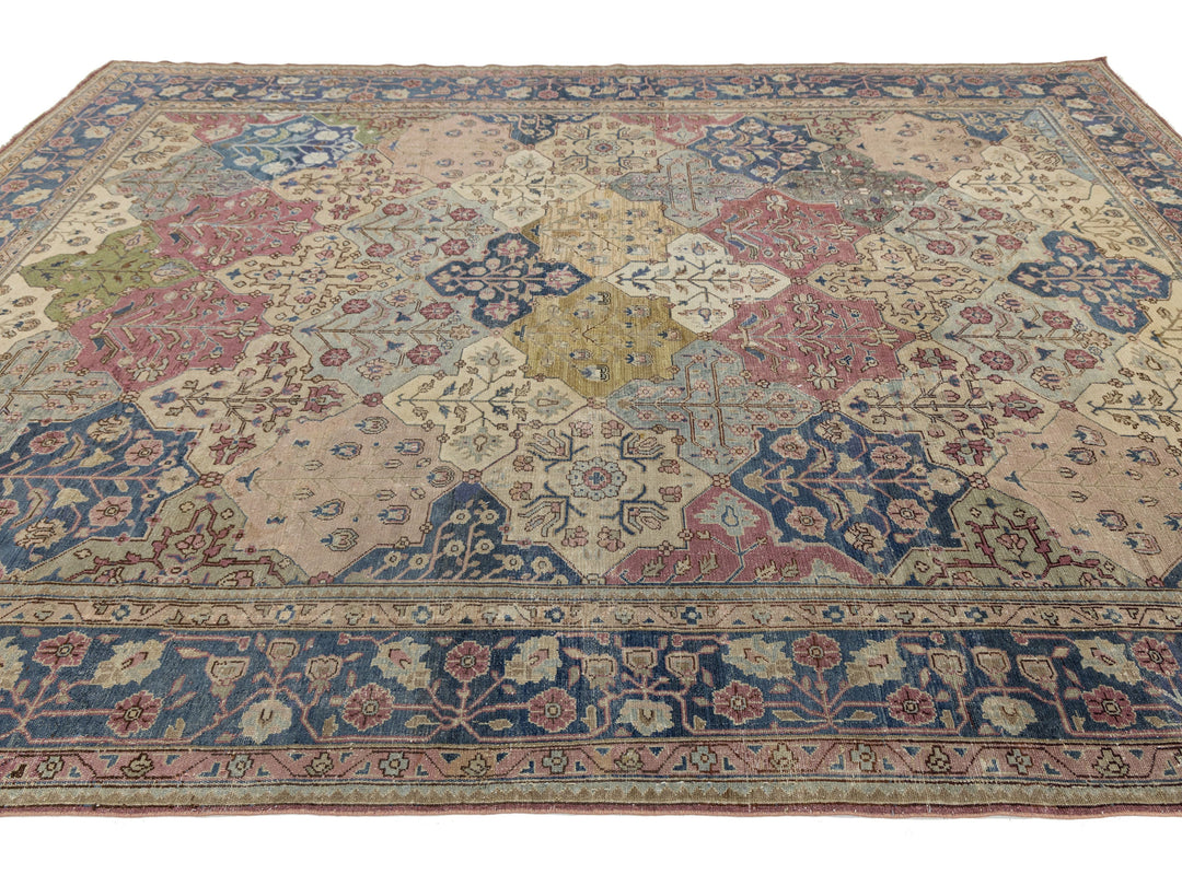Antique Persian Tabriz Wool Rug 9 X 13