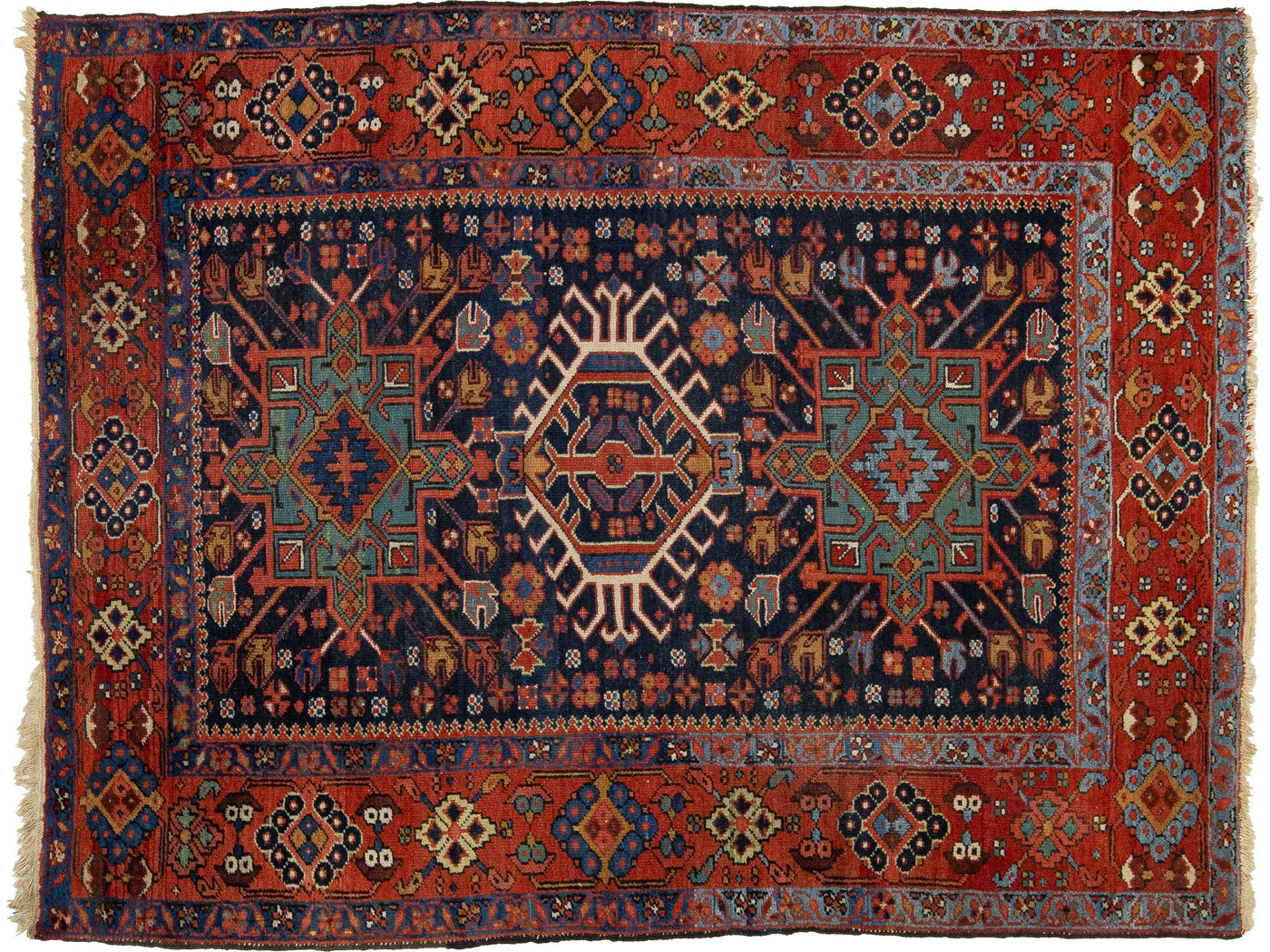 Antique Karajah Wool Rug 5 X 7