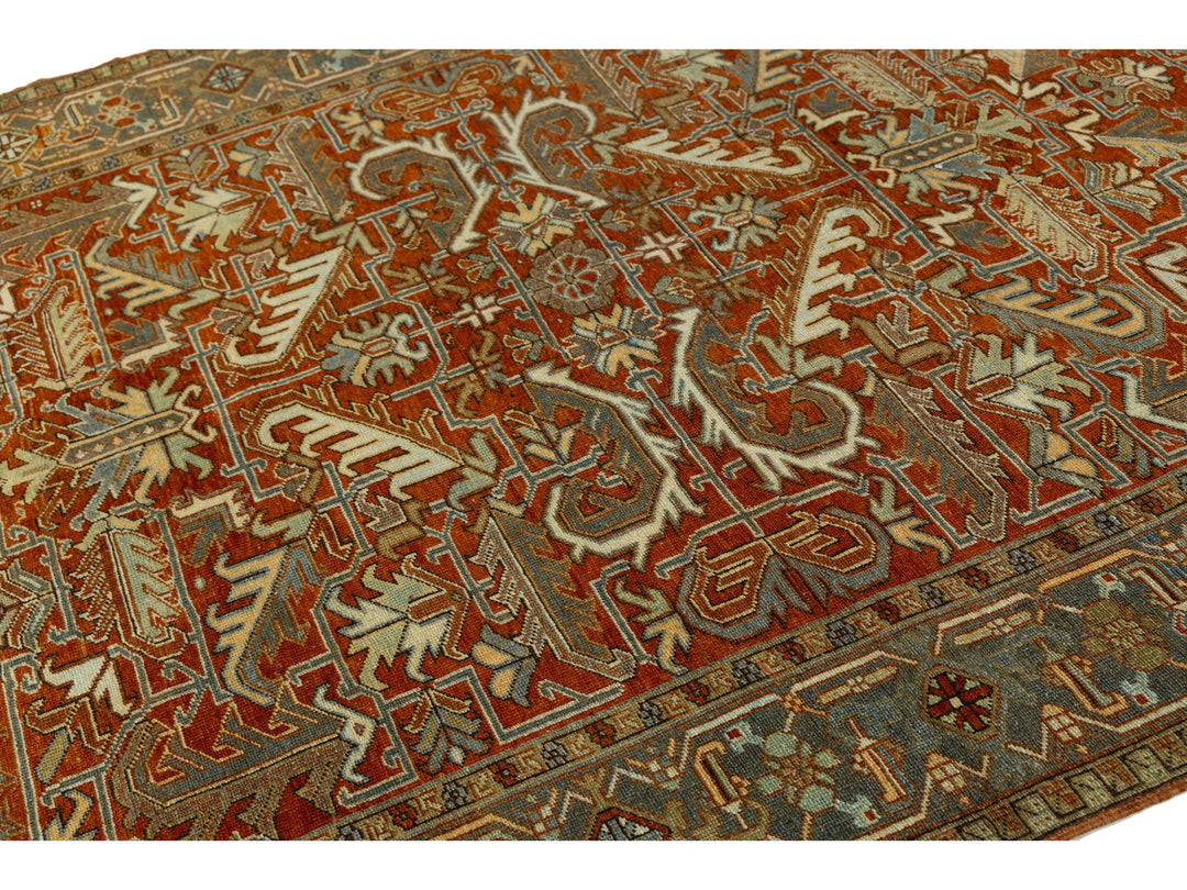 Antique Heriz Wool Rug 6 X 9
