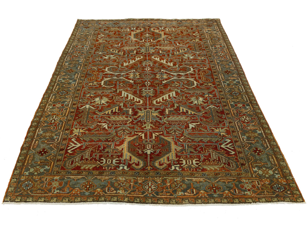 Antique Heriz Wool Rug 6 X 9