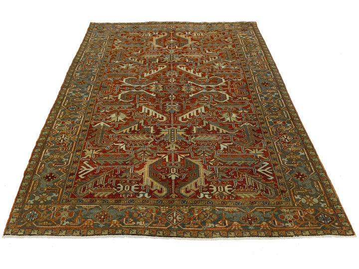 Antique Heriz Wool Rug 6 X 9