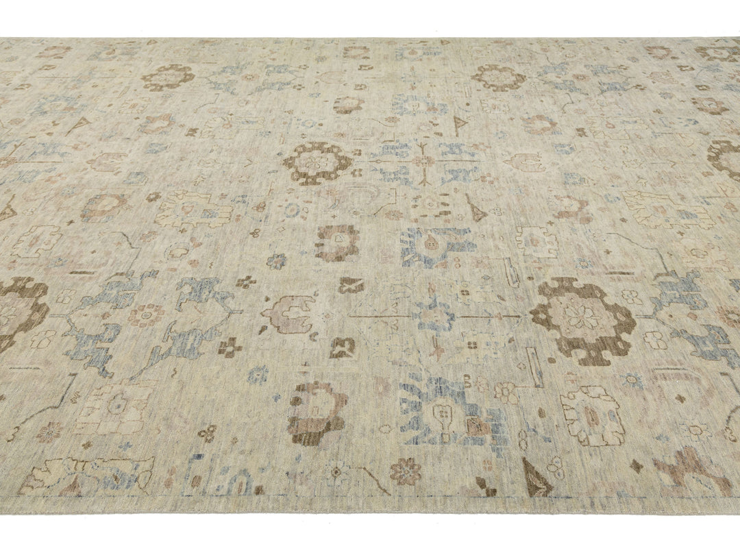 Modern Oushak Wool Rug 10 X 20