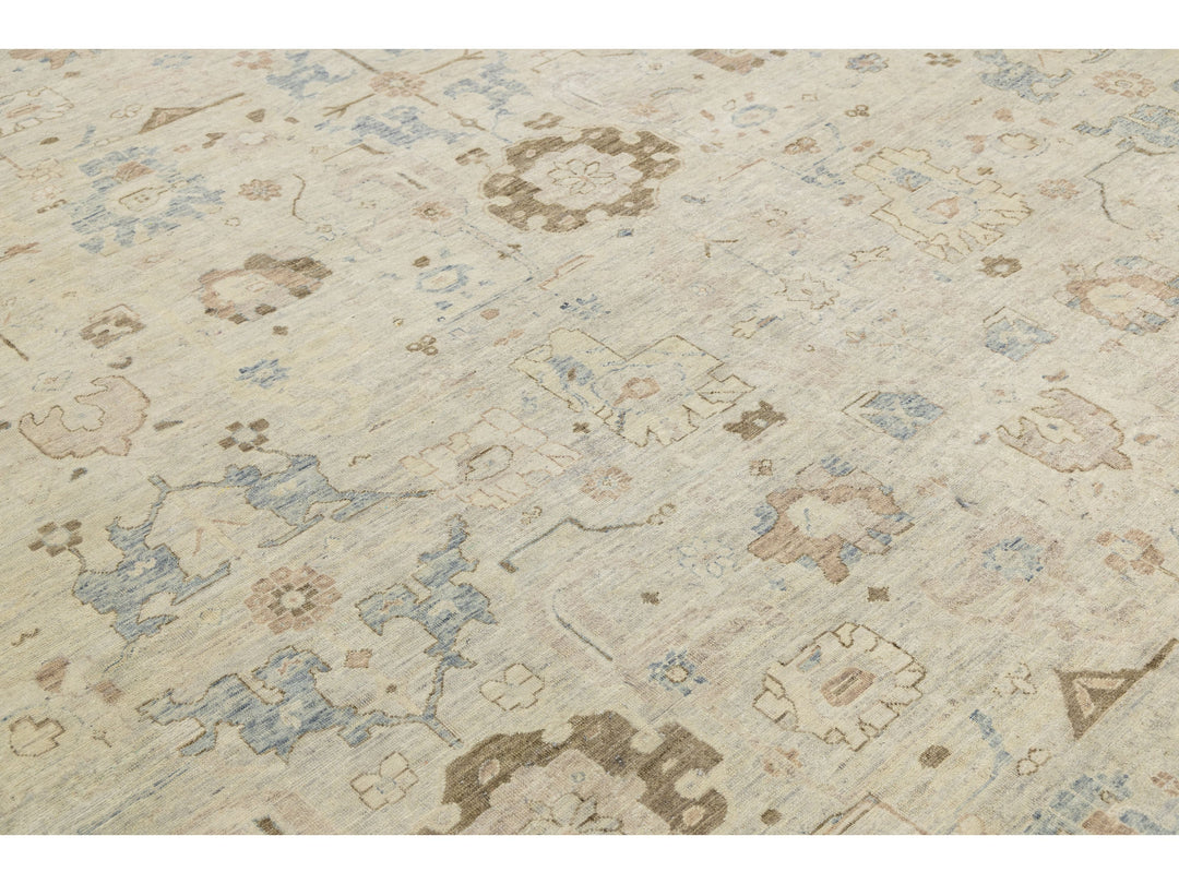 Modern Oushak Wool Rug 10 X 20