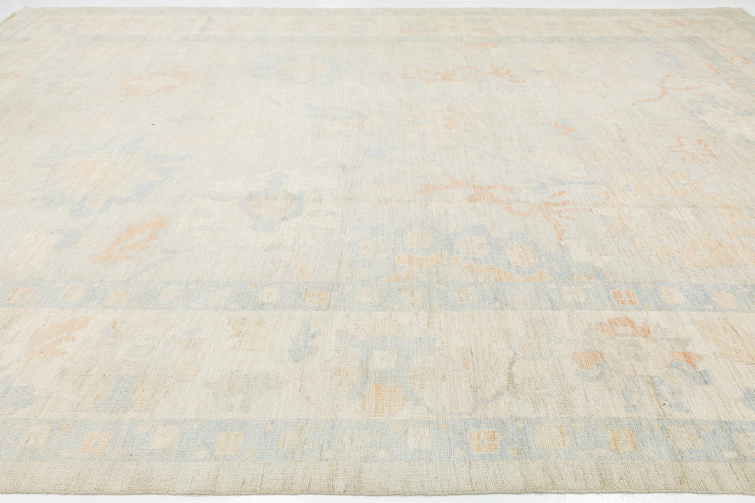 Modern Oushak Wool Rug 12 X 18