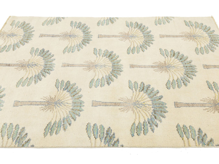 Modern Art Deco Wool Rug 4 X 6