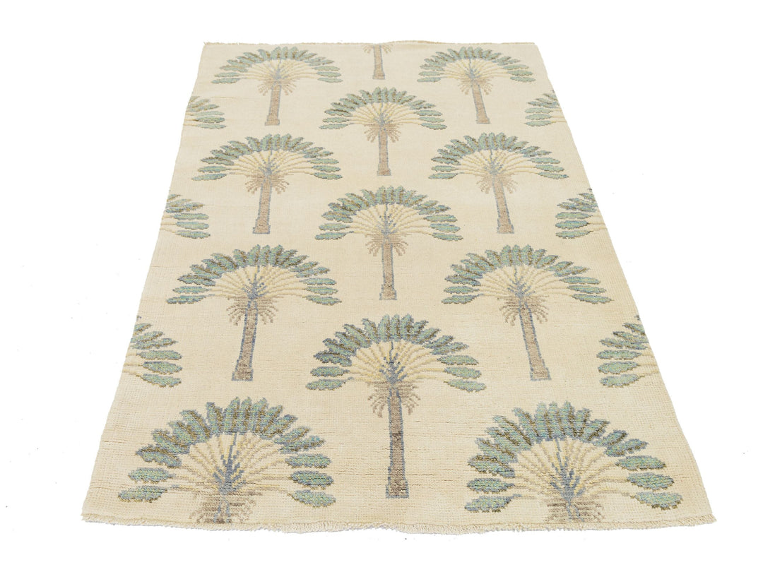 Modern Art Deco Wool Rug 4 X 6
