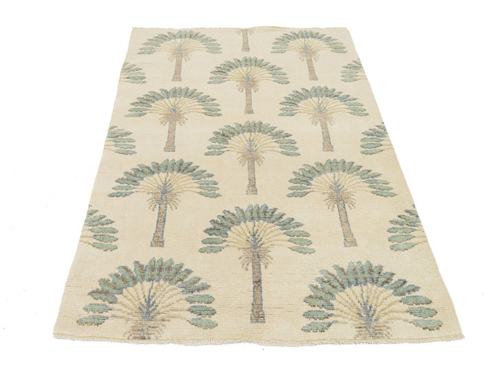 Modern Art Deco Wool Rug 4 X 6