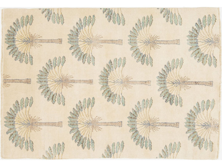 Modern Art Deco Wool Rug 4 X 6
