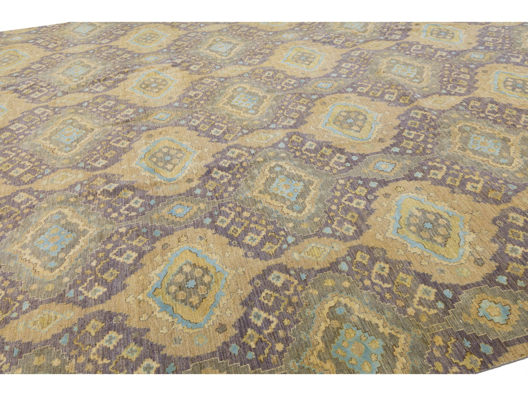 Modern Transitional Wool and Silk Rug 12 X 15