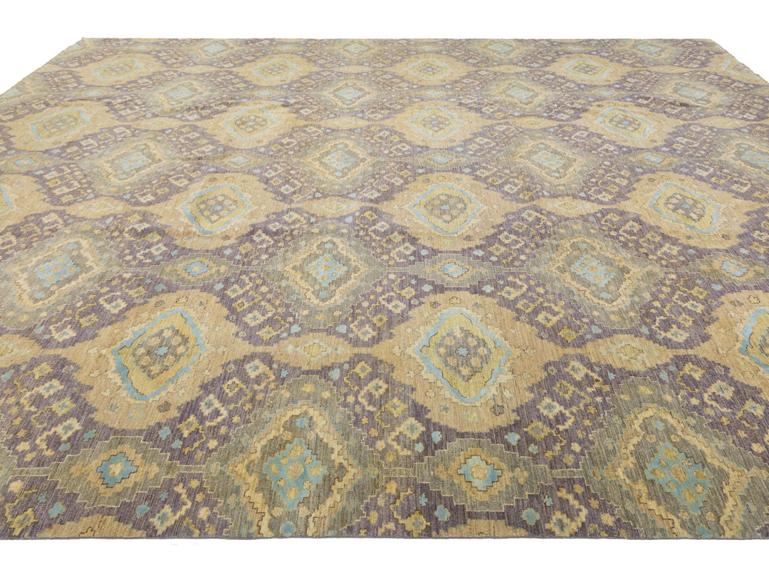 Modern Transitional Wool and Silk Rug 12 X 15