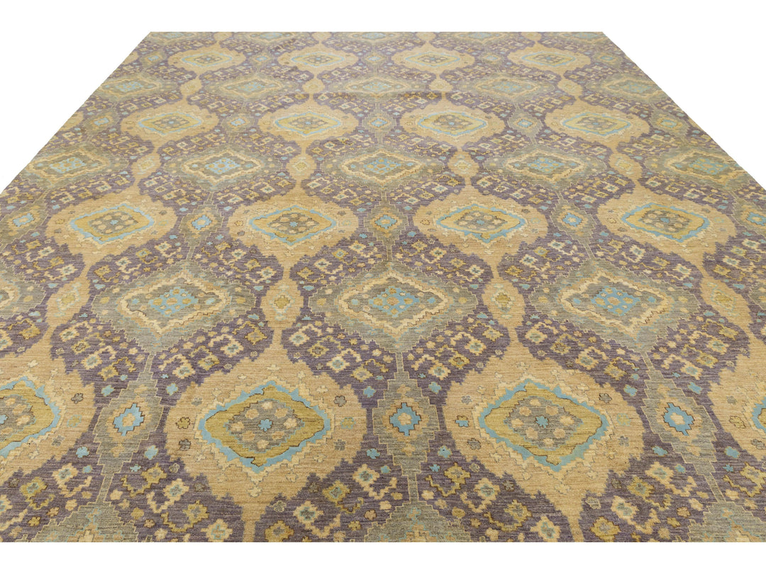 Modern Transitional Wool and Silk Rug 12 X 15