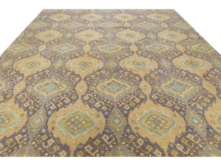Modern Transitional Wool and Silk Rug 12 X 15