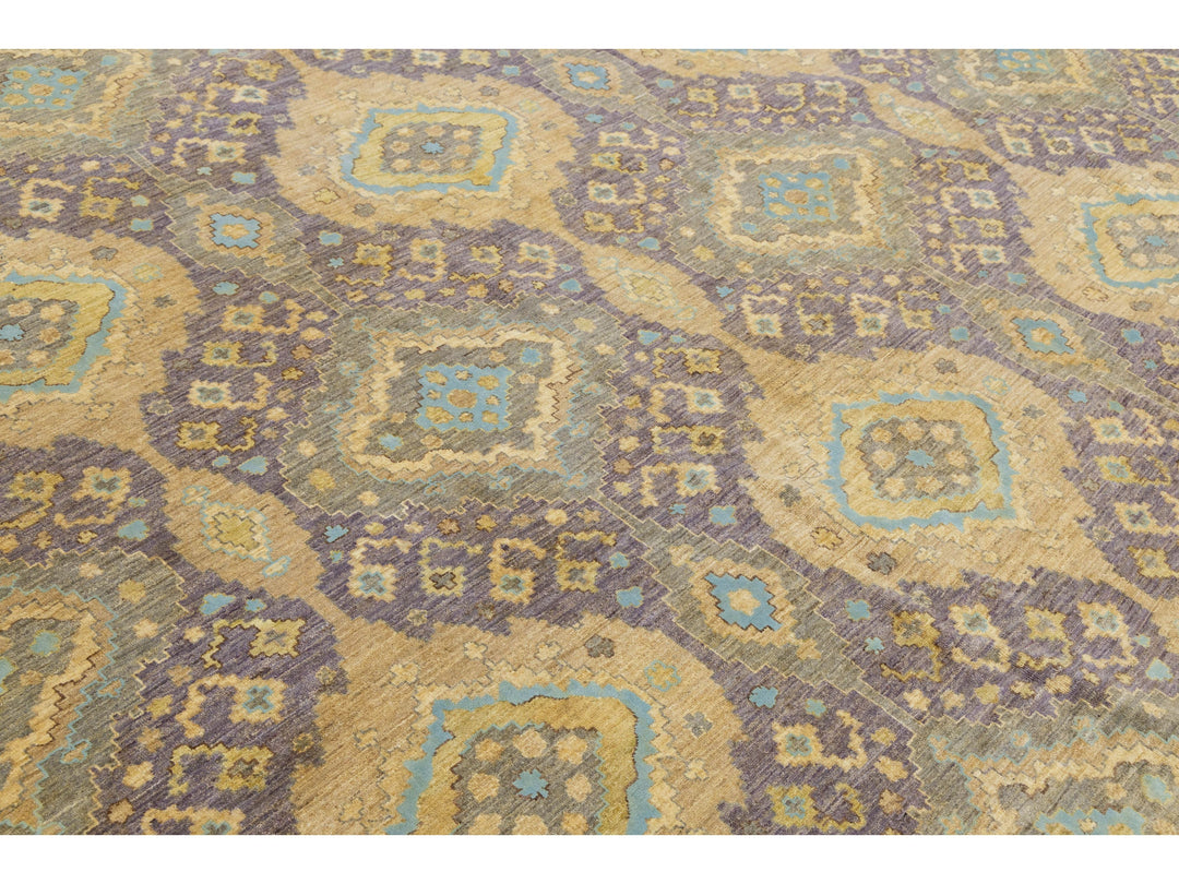 Modern Transitional Wool and Silk Rug 12 X 15