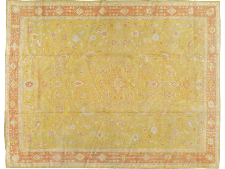 Antique Turkish Oushak Wool Rug 10 X 13