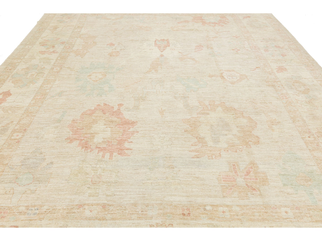 Modern Oushak Wool Rug 10 X 13