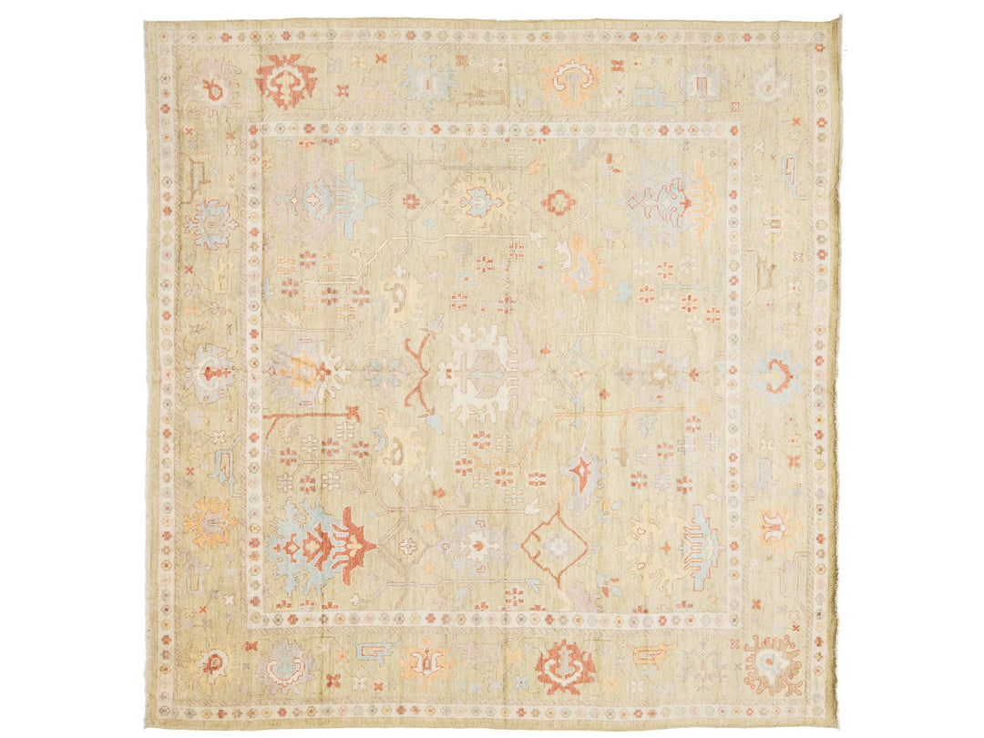 Modern Oushak Wool Rug 10 X 10