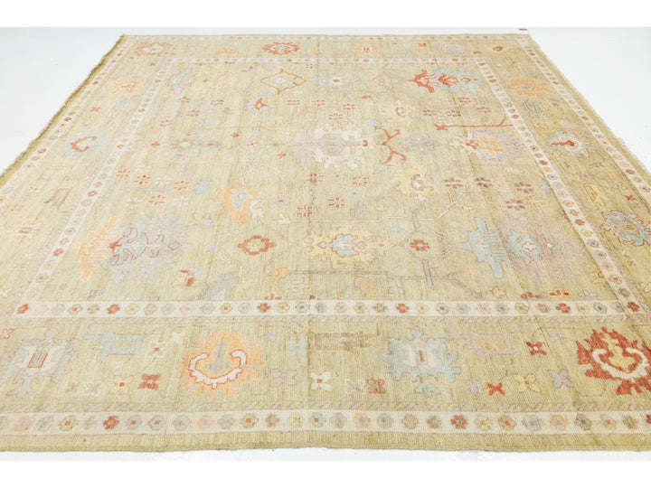 Modern Oushak Wool Rug 10 X 10