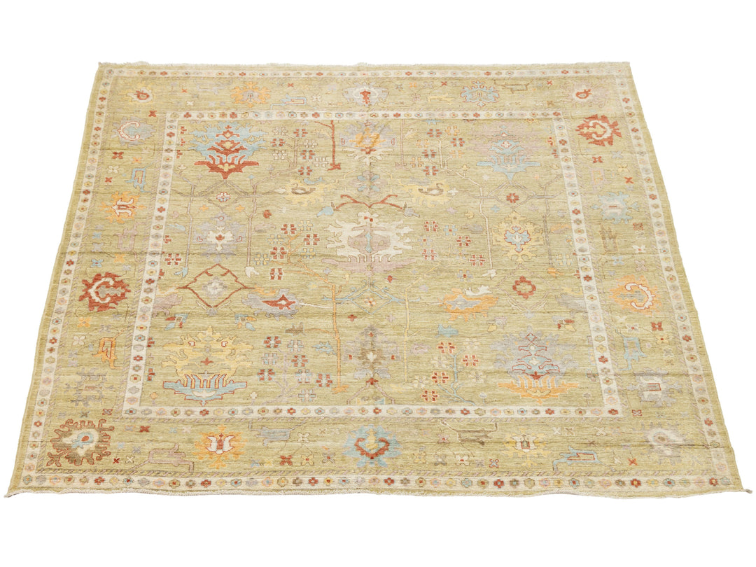 Modern Oushak Wool Rug 10 X 10
