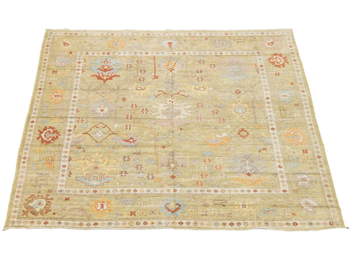 Modern Oushak Wool Rug 10 X 10