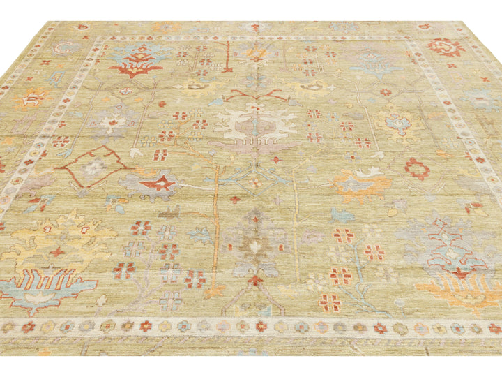 Modern Oushak Wool Rug 10 X 10