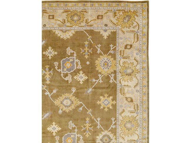 Antique Turkish Oushak Wool Rug 13 X 19