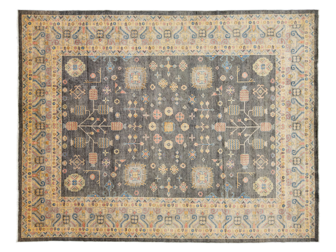Modern Khotan Wool Rug 12 X 15