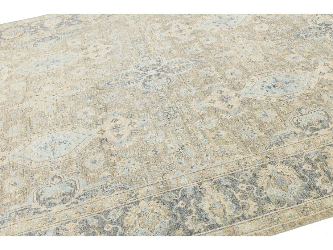 Modern Tabriz Wool and Silk Rug 8 X 10