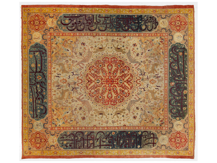 Antique Agra Wool Rug 10 X 12