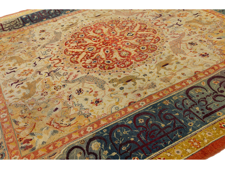 Antique Agra Wool Rug 10 X 12