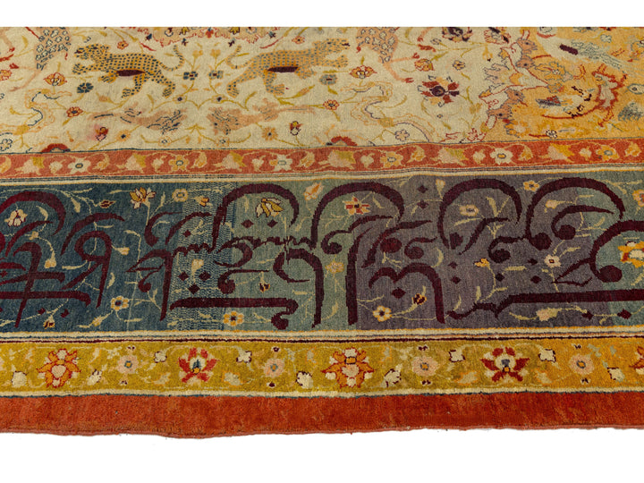 Antique Agra Wool Rug 10 X 12