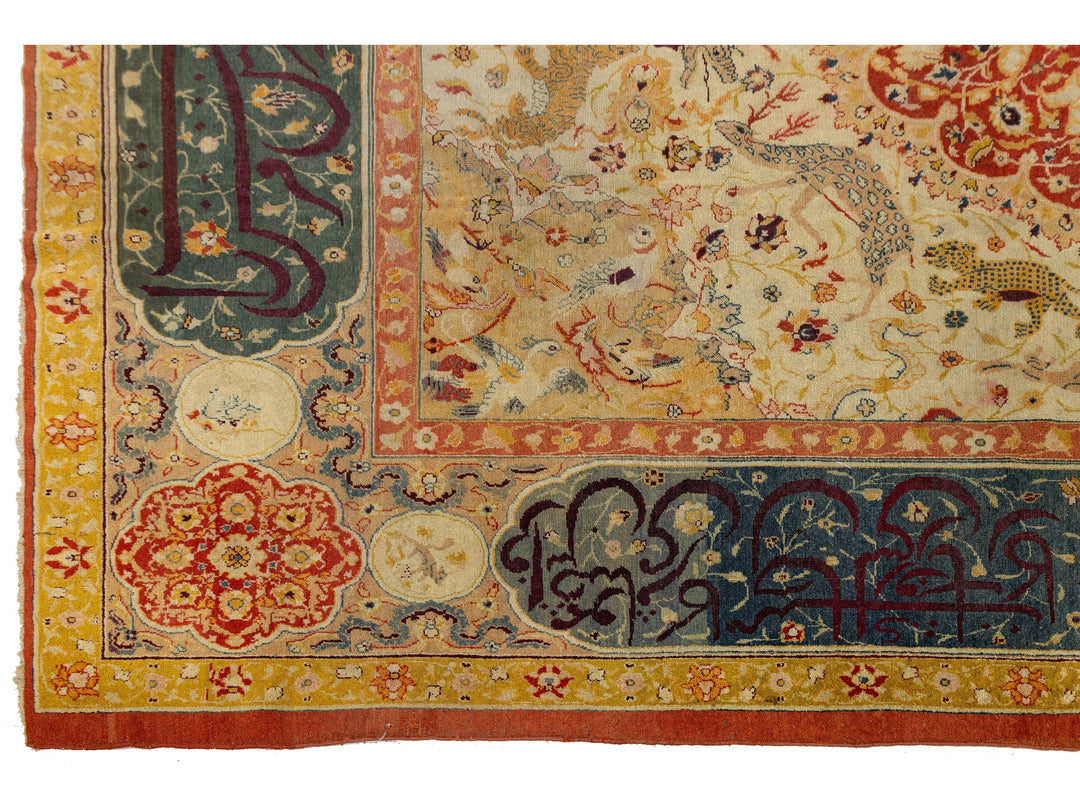 Antique Agra Wool Rug 10 X 12
