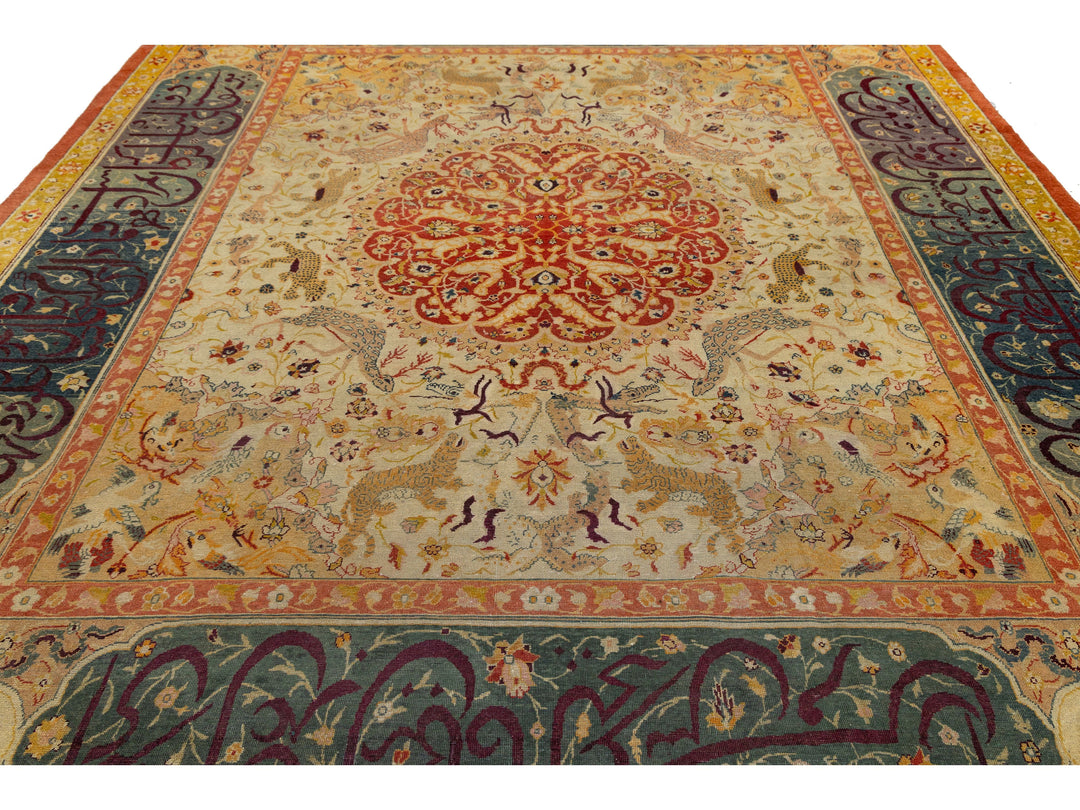 Antique Agra Wool Rug 10 X 12