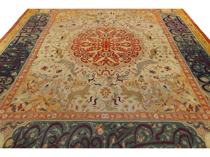 Antique Agra Wool Rug 10 X 12