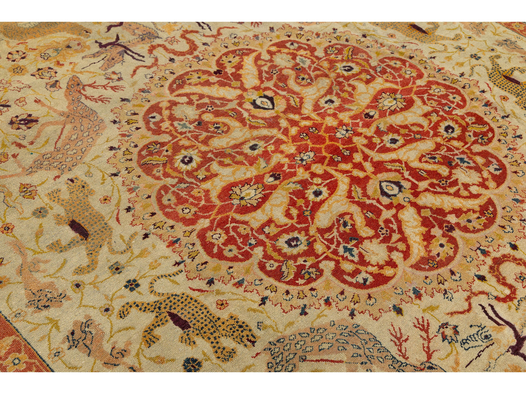 Antique Agra Wool Rug 10 X 12