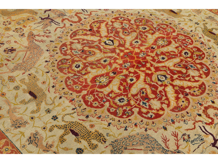 Antique Agra Wool Rug 10 X 12