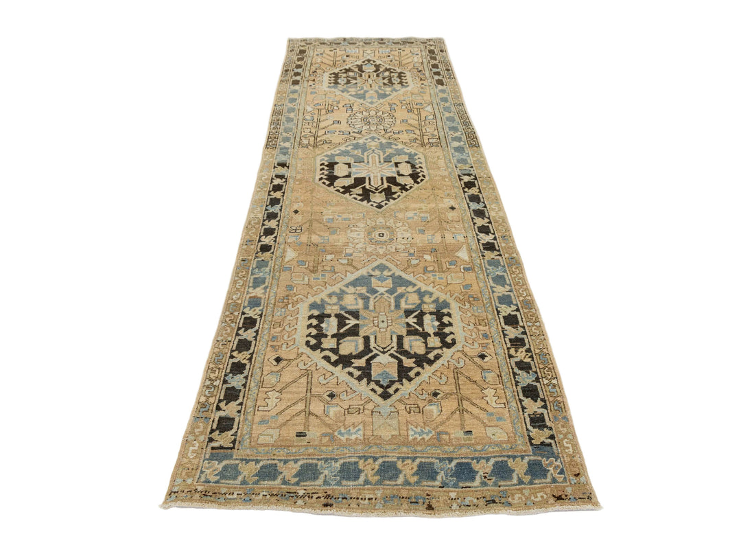 Antique Heriz Wool Runner 3 X 10