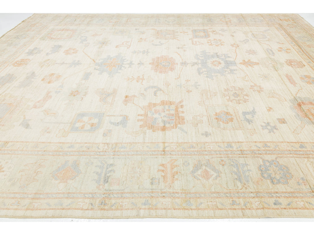 Modern Oushak Wool Rug 12 X 15