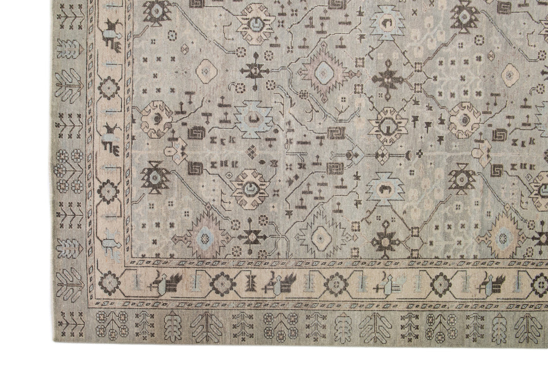 Modern Khotan Wool Rug 12 X 15