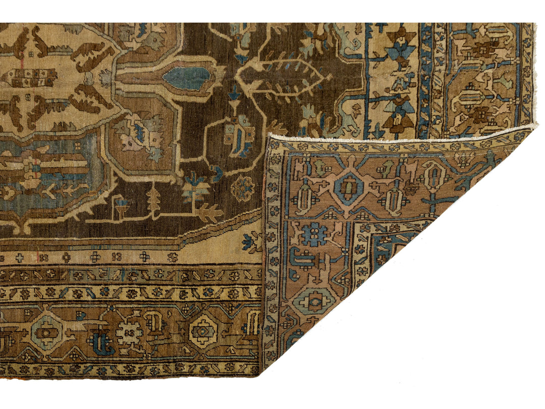 Antique Persian Serapi Wool Rug 9 X 14
