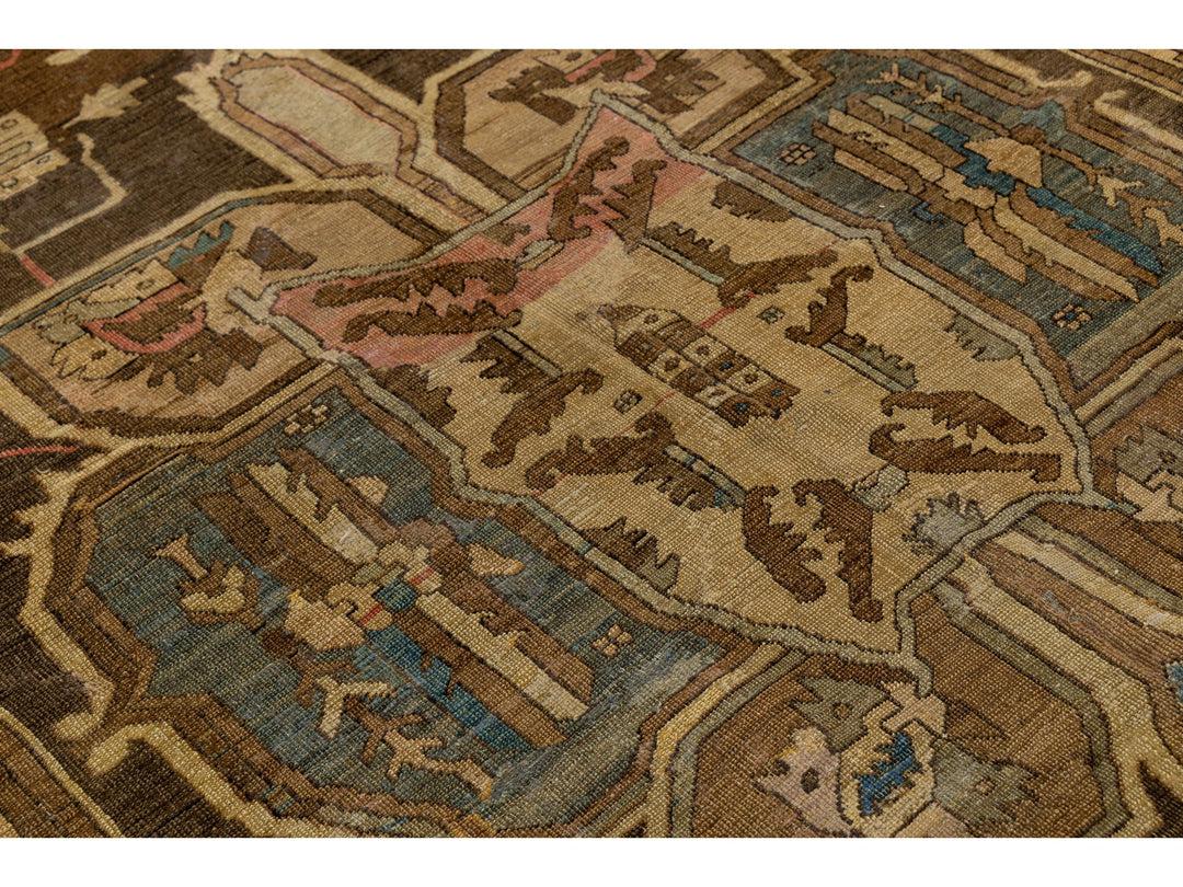 Antique Persian Serapi Wool Rug 9 X 14